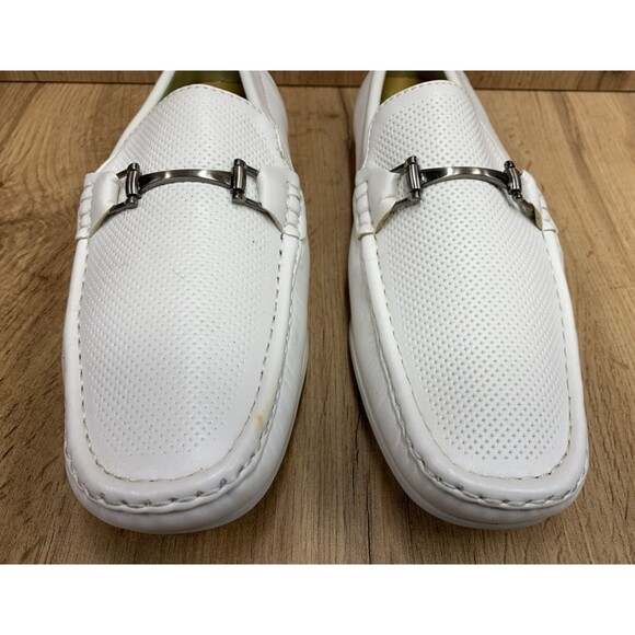 Franco Vanucci Mens Jeremy Loafers Slip On Shoes Faux Leather White Size 8.5 - Picture 6 of 16